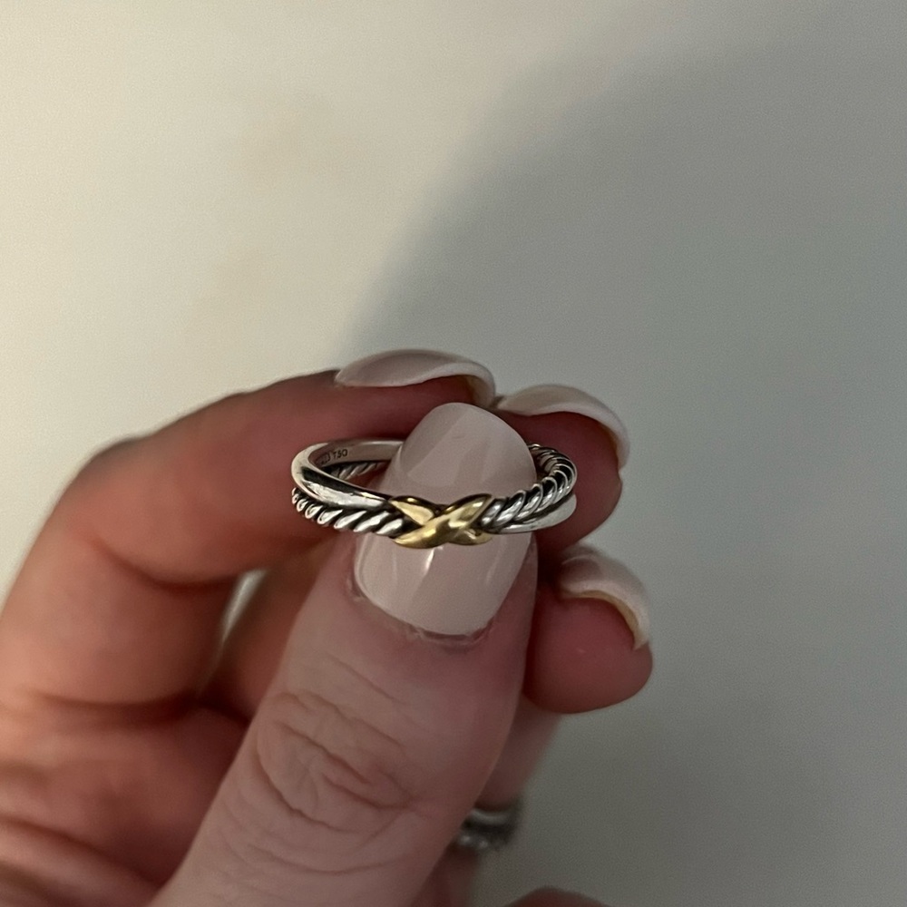 David Yurman Petite X Ring in Sterling Silver with 18K Yellow Gold